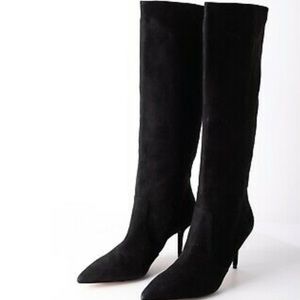 Zara black suede high heel boots size 8